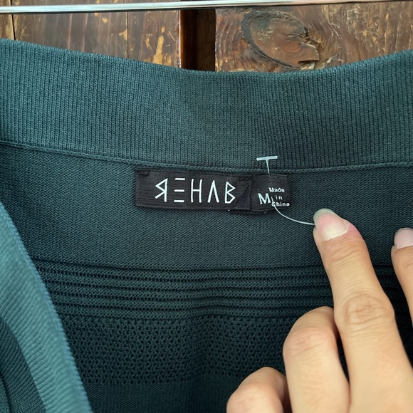 Rehab Ribbed Mini-Skirt Medium Green - Picture 6 of 8